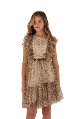 Guess sukienka dziecięca kolor brązowy mini rozkloszowana