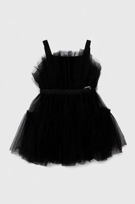 Guess sukienka dziecięca kolor czarny midi rozkloszowana