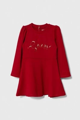 Guess sukienka dziecięca kolor czerwony mini rozkloszowana