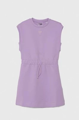 Guess sukienka dziecięca kolor fioletowy mini prosta