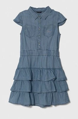 Guess sukienka dziecięca kolor niebieski mini rozkloszowana