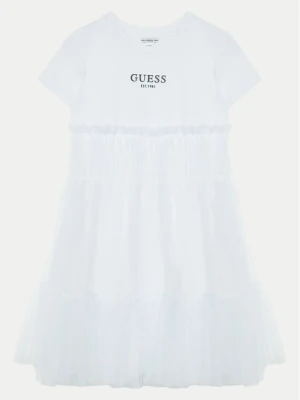 Guess Sukienka elegancka J5RK18 K6YW0 Biały Regular Fit