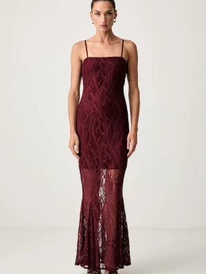 Guess sukienka EVELYN bordowy