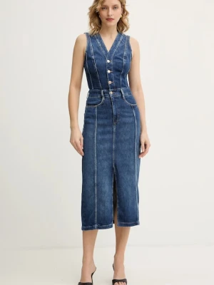 Guess sukienka jeansowa AMARA kolor niebieski midi prosta W5BK40 D0615