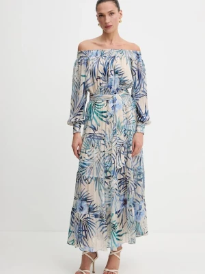 Guess sukienka JOSEE kolor niebieski maxi rozkloszowana W5GT16 WH9Z2