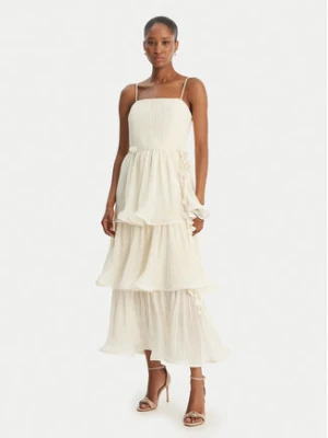 Guess Sukienka koktajlowa W6GKA GW2584 Écru Regular Fit