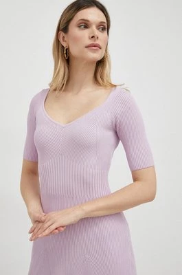 Guess sukienka kolor fioletowy mini rozkloszowana