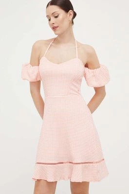 Guess sukienka kolor różowy mini rozkloszowana
