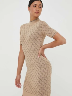 Guess sukienka LISE kolor brązowy mini dopasowana W3YK39 Z37K0