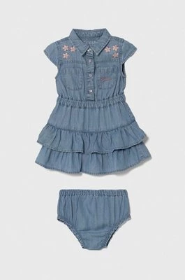 Guess sukienka niemowlęca kolor niebieski mini rozkloszowana