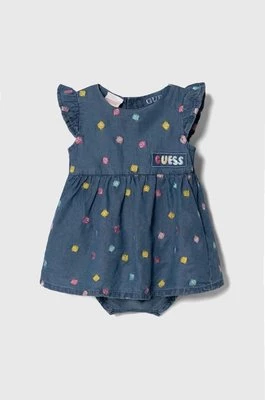 Guess sukienka niemowlęca kolor niebieski mini rozkloszowana