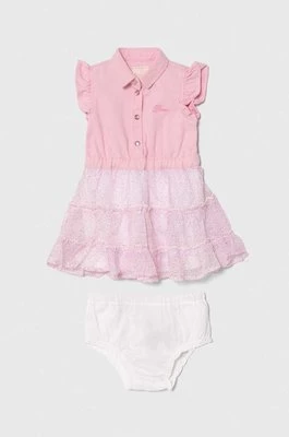 Guess sukienka niemowlęca kolor różowy mini rozkloszowana