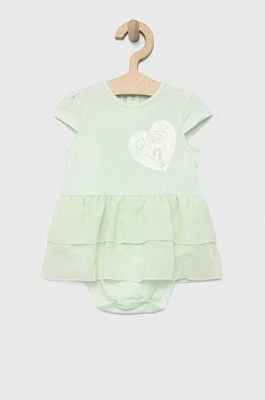 Guess sukienka niemowlęca kolor turkusowy mini rozkloszowana