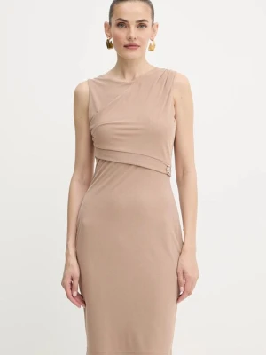 Guess sukienka PRISCA kolor beżowy midi dopasowana W5YK27 KAQL2