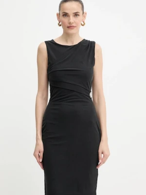 Guess sukienka PRISCA kolor czarny midi dopasowana W5YK27 KAQL2