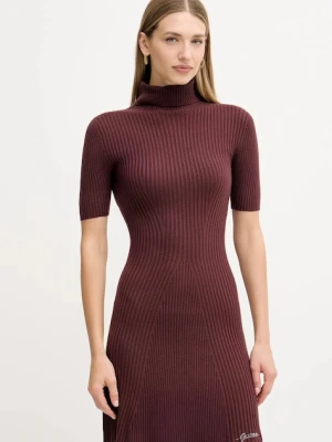 Guess sukienka z dodatkiem wełny JULIA kolor brązowy mini dopasowana W5BK78 Z3OW2