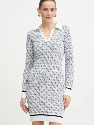 Guess sukienka z domieszką wełny AUBREY kolor beżowy mini dopasowana W5BK25 Z3JD2