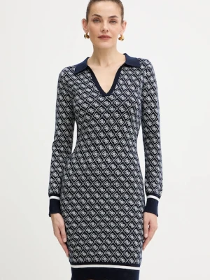 Guess sukienka z domieszką wełny AUBREY kolor granatowy mini dopasowana W5BK25 Z3JD2