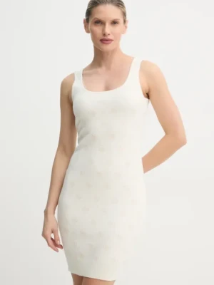 Guess sukienka z domieszką wełny SARAH kolor beżowy mini dopasowana W4BK98 Z3JD2