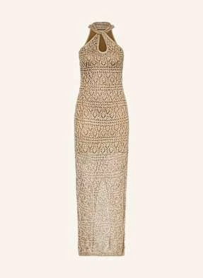 Guess Sukienka Z Dzianiny Cynthia Z Cekinami beige