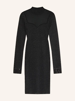 Guess Sukienka Z Dzianiny Lucy Z Błyszczącą Przędzą I Ozdobnymi Kamykami schwarz