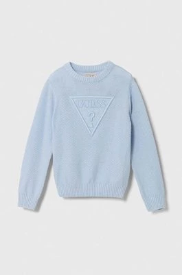 Guess sweter bawełniany dziecięcy kolor niebieski lekki