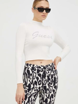 Guess sweter damski kolor beżowy lekki z półgolfem