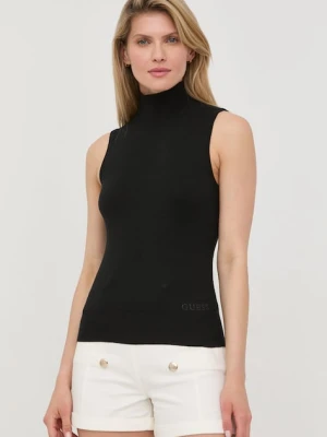 Guess sweter damski kolor czarny lekki z golfem