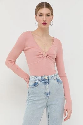 Guess sweter damski kolor różowy lekki