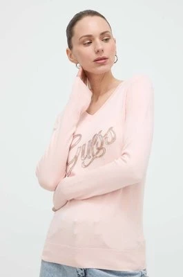 Guess sweter MYLA damski kolor różowy lekki W4GR25 Z2NQ2