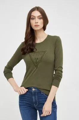 Guess sweter damski kolor zielony lekki