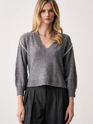 Guess sweter damski z dodatkiem wełny AMELIE szary