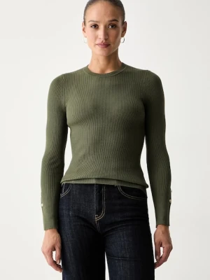 Guess sweter damski z wiskozą ELLIE zielony