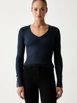 Guess sweter damski z wiskozą ELLIE granatowy