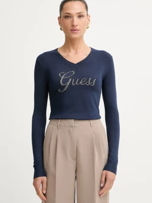 Guess sweter damski z wiskozą LENA granatowy