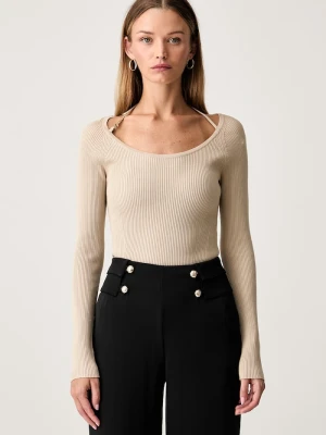 Guess sweter damski z wiskozą MEGHAN beżowy
