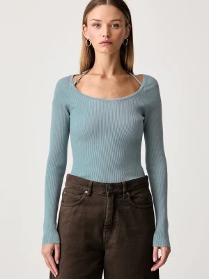 Guess sweter damski z wiskozą MEGHAN niebieski