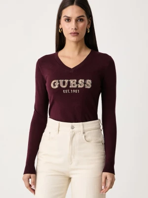 Guess sweter damski z wiskozy HANNAH bordowy