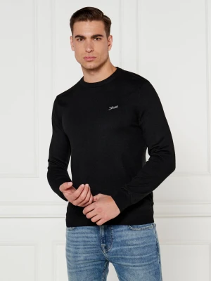 GUESS Sweter DANIEL | Regular Fit | z dodatkiem jedwabiu czarny
