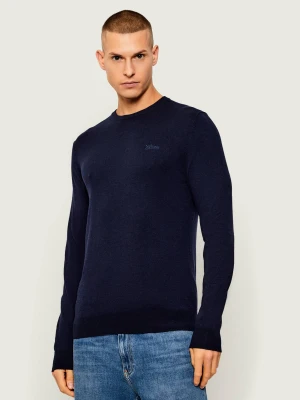 GUESS Sweter DANIEL | Slim Fit | z dodatkiem jedwabiu granatowy