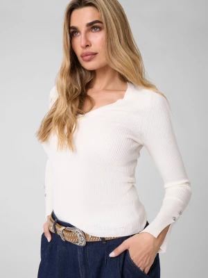 GUESS Sweter Ellie | Slim Fit biały