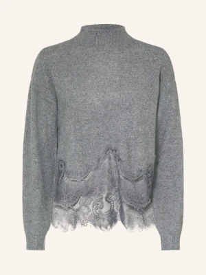 Guess Sweter Hayden Z Koronką grau SZARY