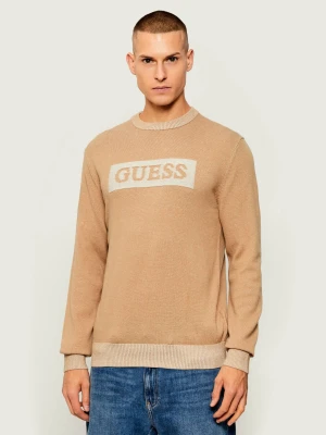 GUESS Sweter JACK | Regular Fit | z dodatkiem wełny beżowy