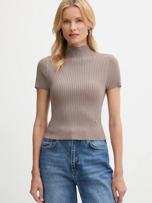 Guess sweter JAYLA damski kolor beżowy z półgolfem W5YR04 Z0040