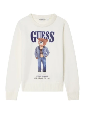 Guess Sweter L6RR04 Z2ZK2 Écru Regular Fit Kremowy