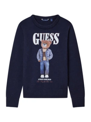 Guess Sweter L6RR04 Z2ZK2 Granatowy Regular Fit