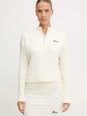 Guess sweter LAVINIA damski kolor beżowy lekki z półgolfem V5BR02 Z0572