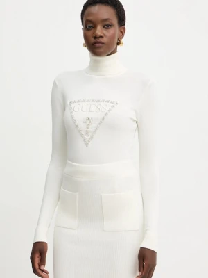 Guess sweter MELANIE damski kolor beżowy lekki z golfem W5BR39 Z2NQ2