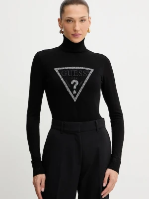 Guess sweter MELANIE damski kolor czarny lekki z golfem W5BR39 Z2NQ2