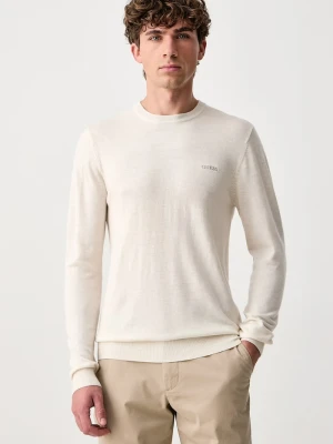 Guess sweter męski z dodatkiem jedwabiu MARCOS beżowy